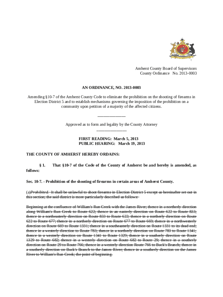 Prohibition on outdoor shooting of firearms Doc Template | pdfFiller