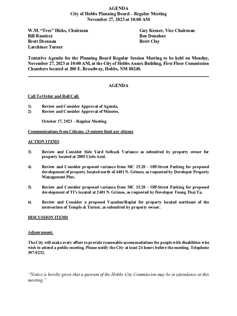 Fillable Online Planning Board Agenda 22024. Fax Email Print
