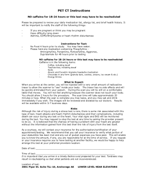 Fillable Online Patient Information & Instructions For Your PET/CT ...