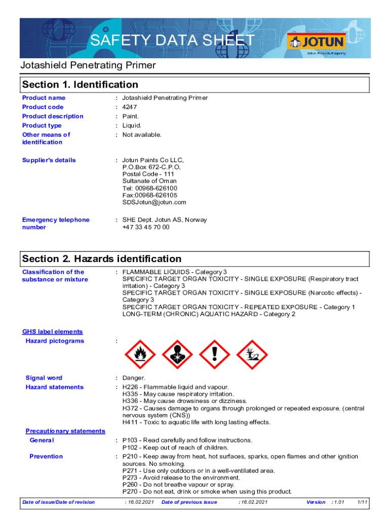 Fillable Online Jotashield Primer Technical Data Sheet Fax