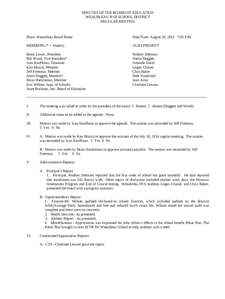 Place Weaubleau Board RoomDate/Time August 20, 2014705 P Doc