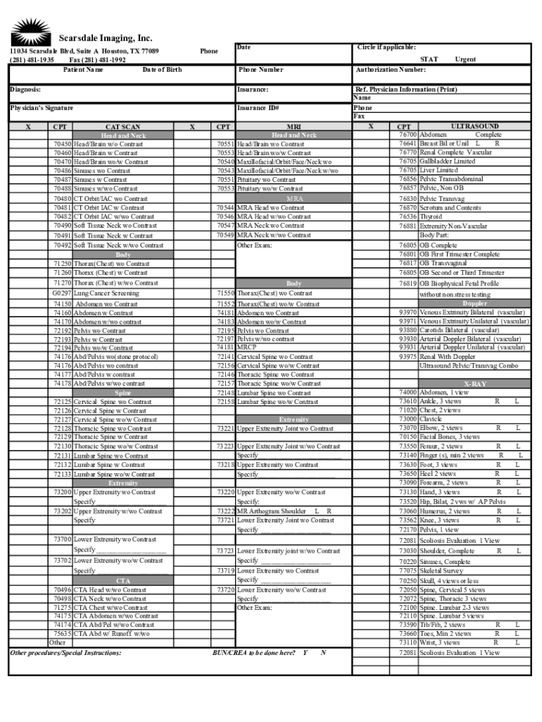 Fillable Online 11034 Scarsdale Blvd, Houston, Texas Diagnostic