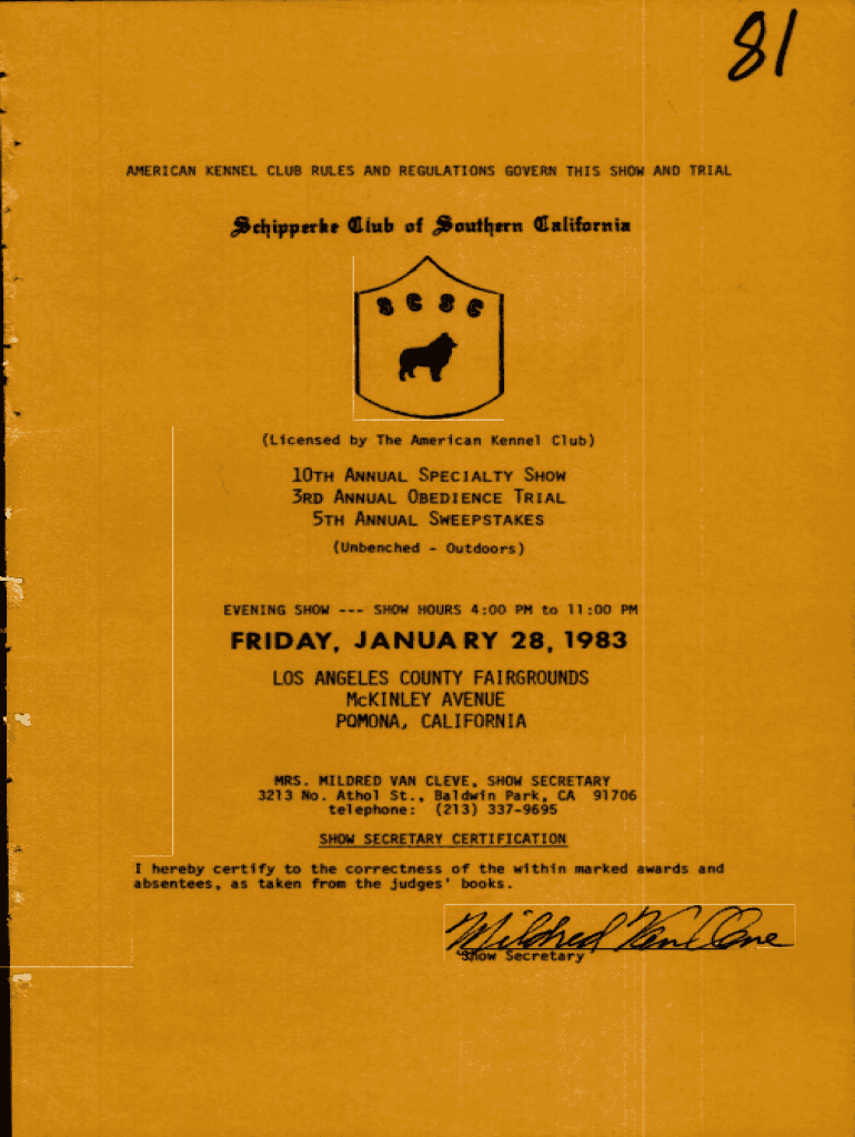 Fillable Online AMERICAN KENNEL CLUB RULES AND REGULATIONS GOVERN THIS