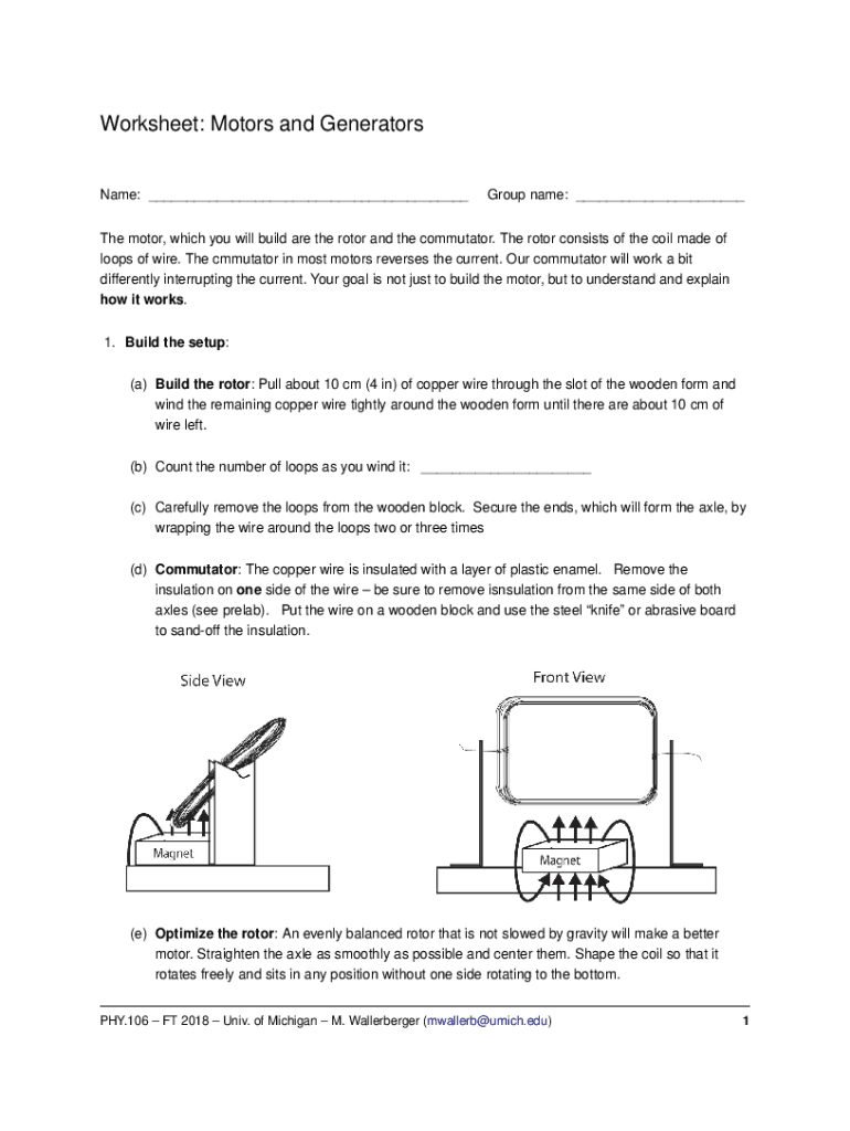 Fillable Online Motors and Generators Worksheet Fax Email Print