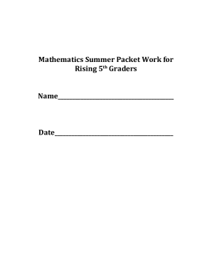 Fillable Online Rising Fifth Grade Math Packet Fax Email Print - pdfFiller