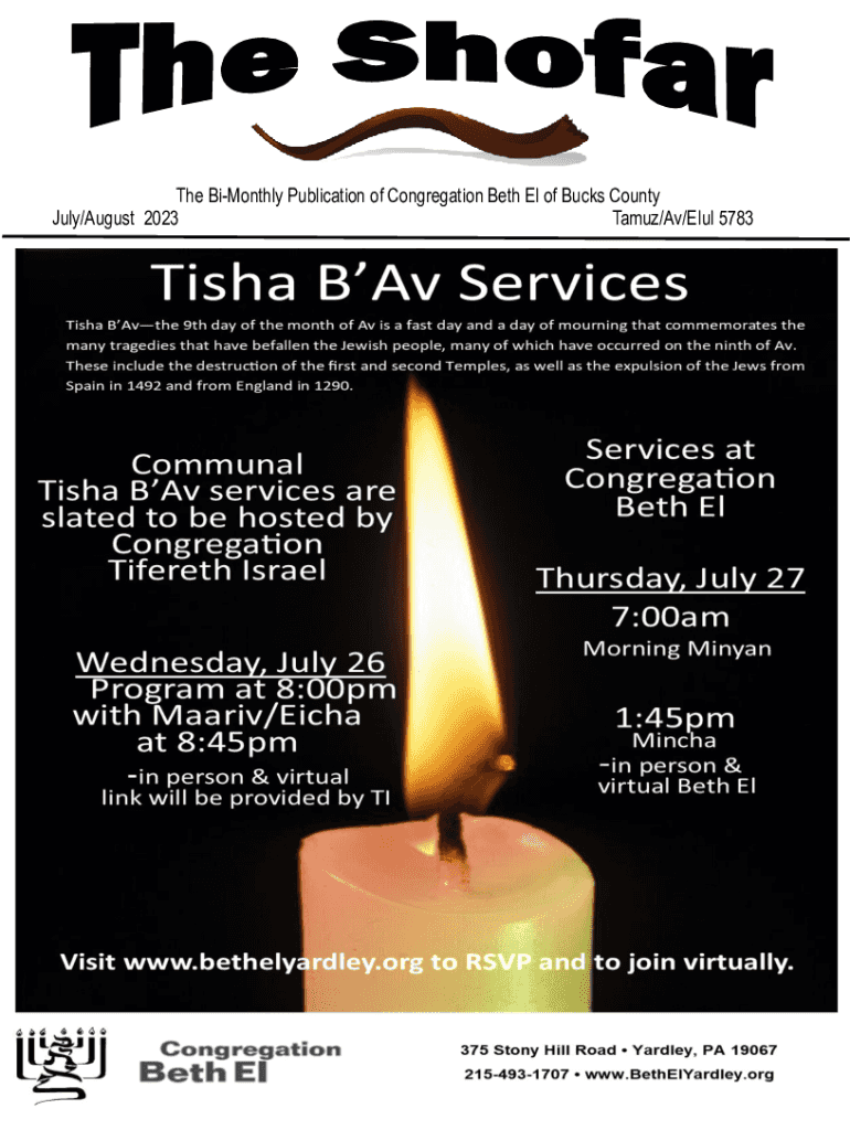 Fillable Online A Rabbi bamed Cantor joins Congregation Beth El Yardley