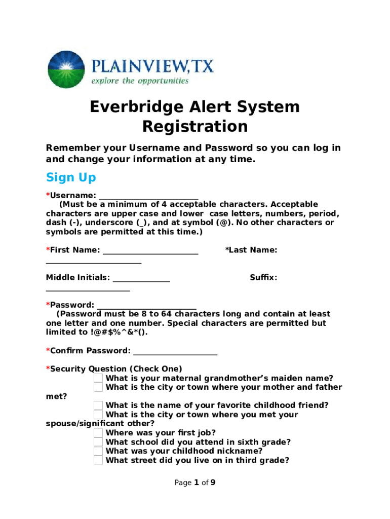 Public Alerts and Notifications Sign In Doc Template