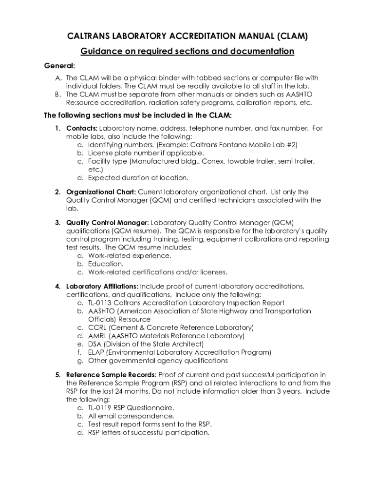 Fillable Online dot ca Caltrans Laboratory Accreditation Manual