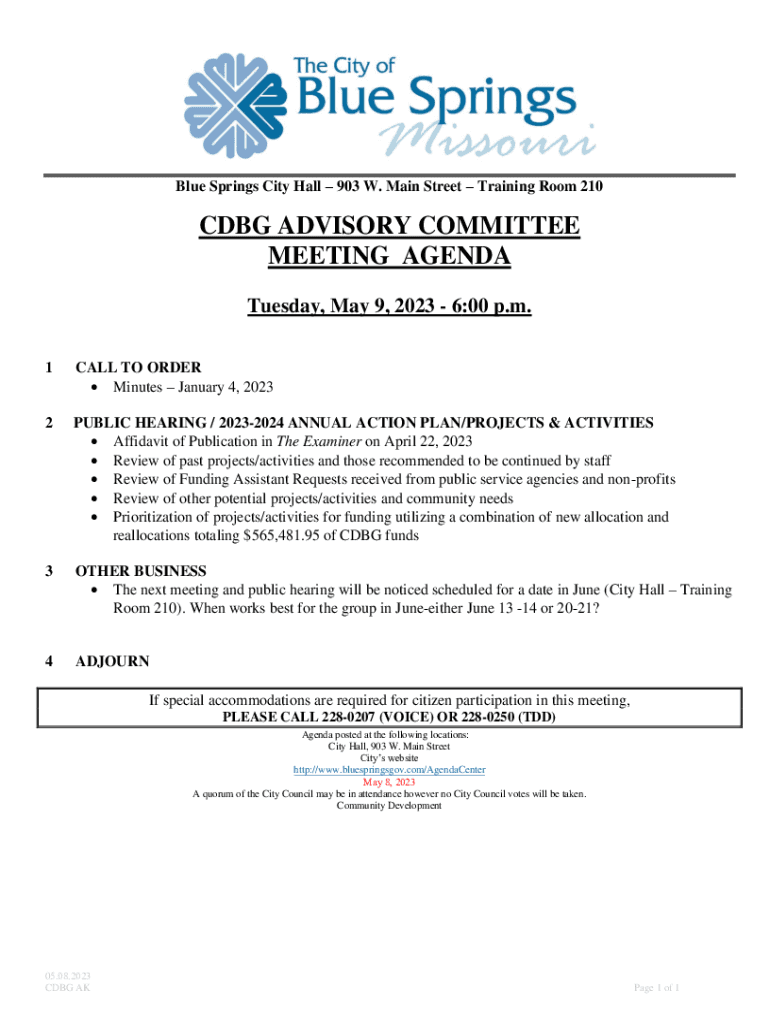 Fillable Online Agenda Center City of Blue Springs CivicPlus Fax
