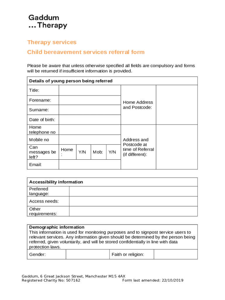 Palliative Care: Bereavement Services and ... Doc Template | pdfFiller