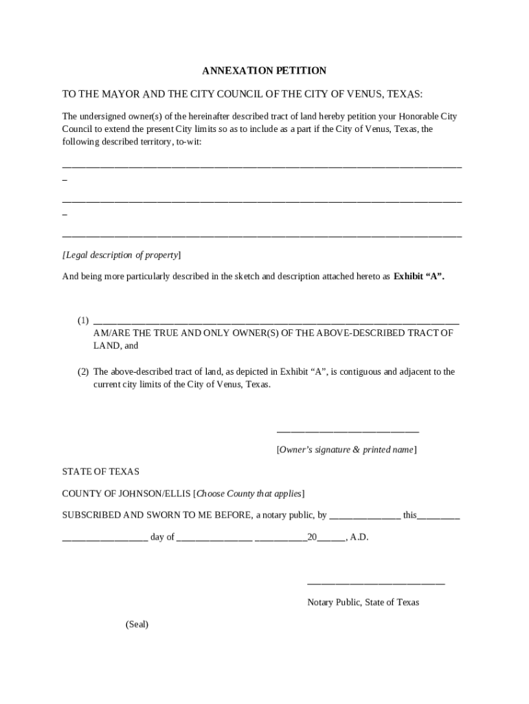 Annexation Petition Template Doc Template | pdfFiller