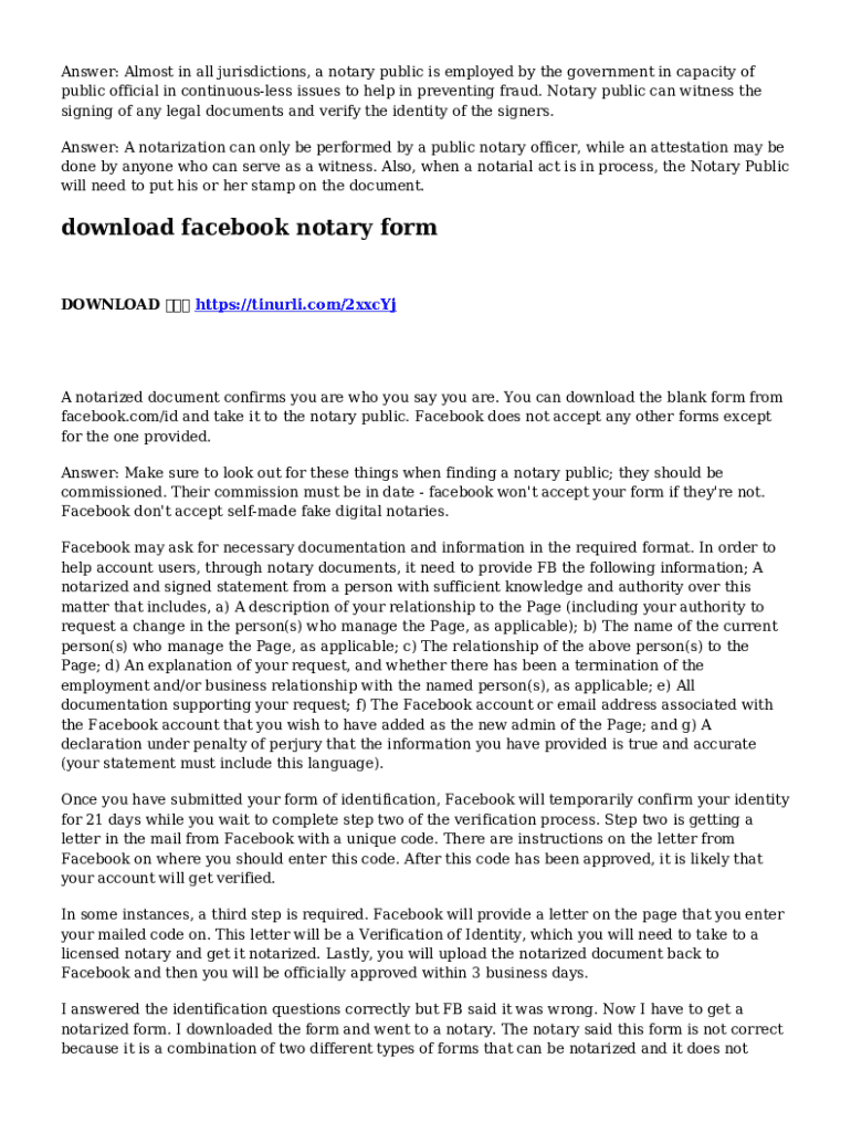 Download Facebook Notary Form Preview on Page 1
