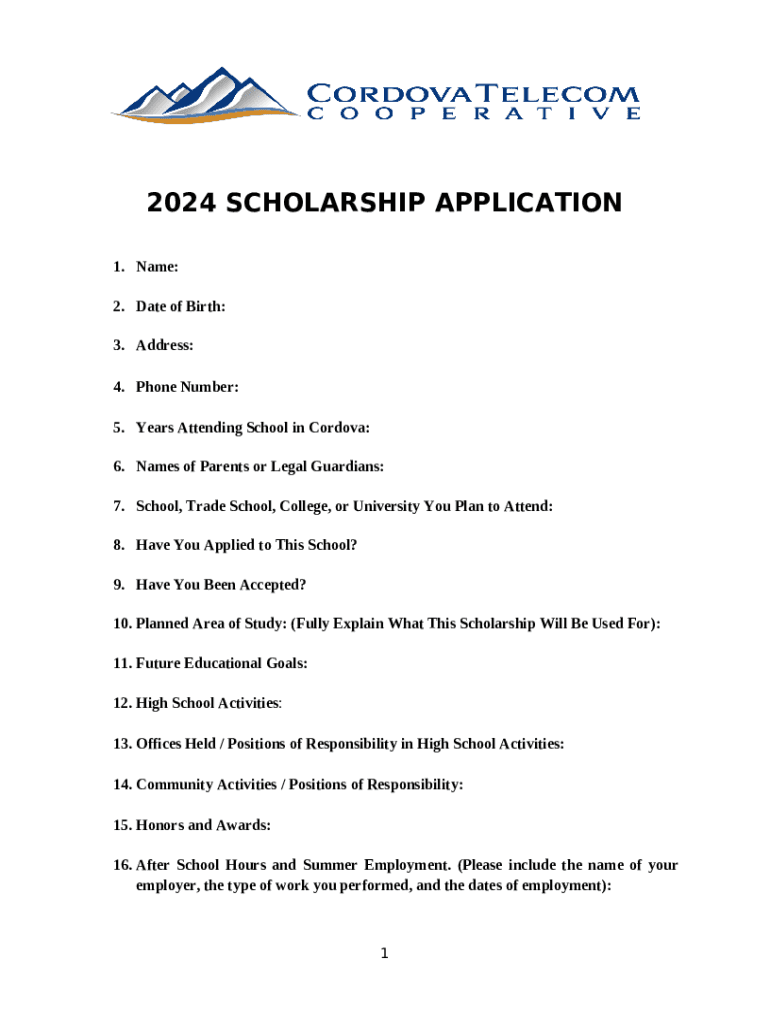 2024 Scholarship Application CTC & CWC Doc Template pdfFiller