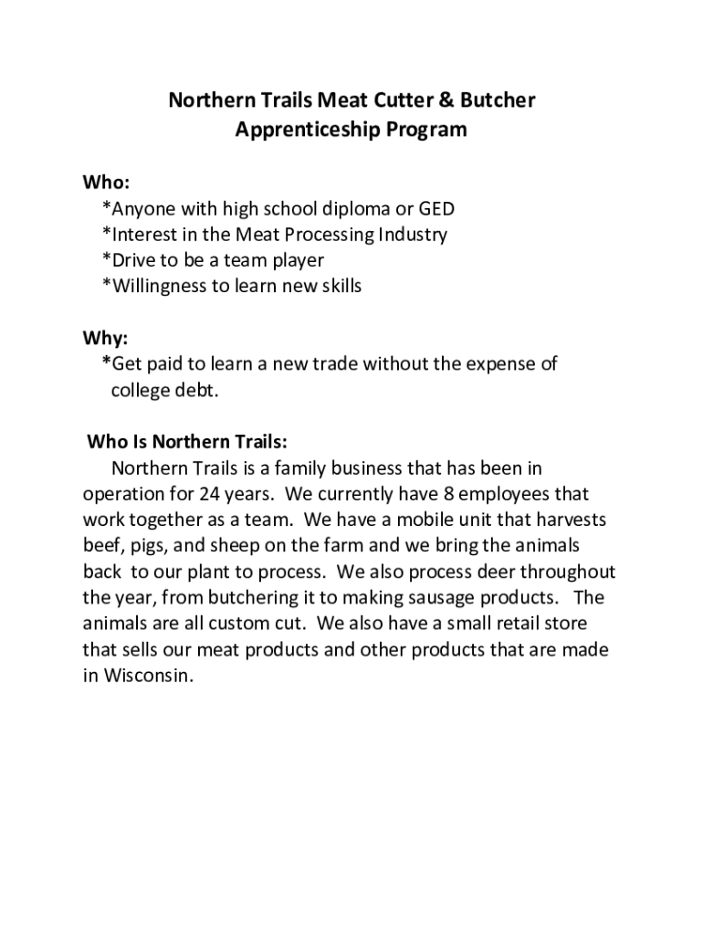 Fillable Online Northern California Meat Cutters Apprenticeship Program Fax Email Print pdfFiller