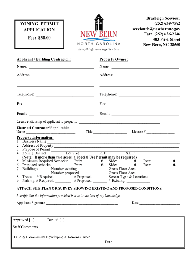 Fillable Online City of New Bern Planning Department Fax Email Print