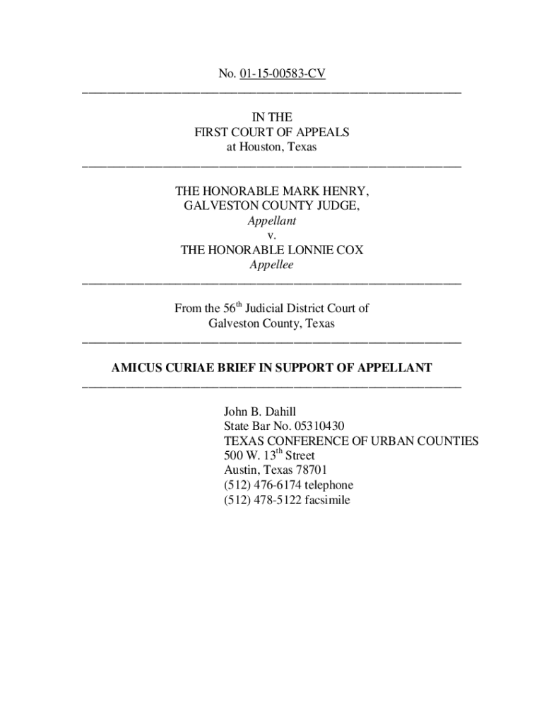 Fillable Online The Honorable Mark Henry, County Judge of Galveston