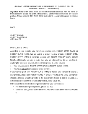 Template Letter to Patient Secondary Contact Doc Template | pdfFiller