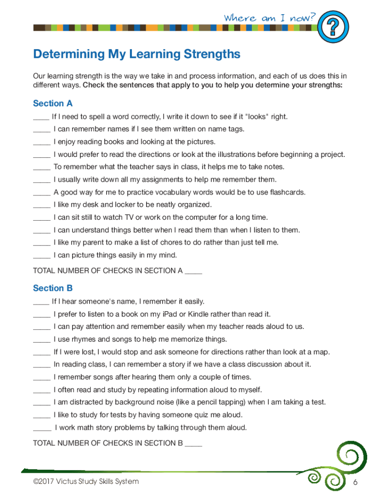 Fillable online benefits of learning styles how do you learn best