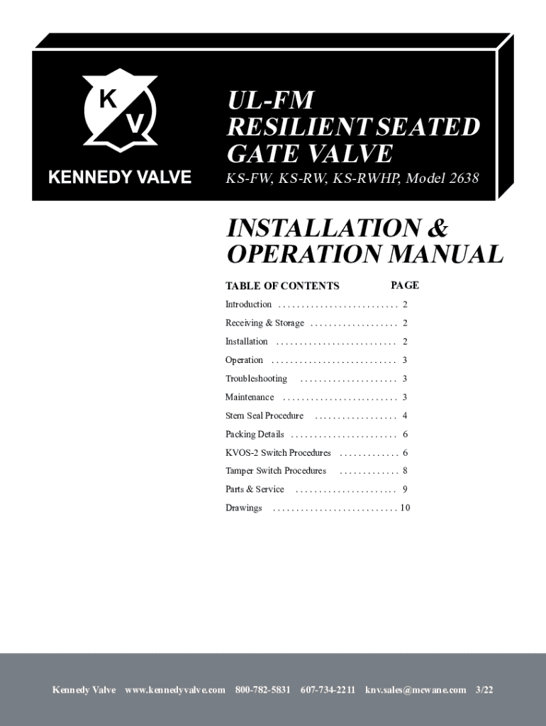 Fillable Online Kennedy KS-FW Resilient Wedge Gate Valves Fax Email ...
