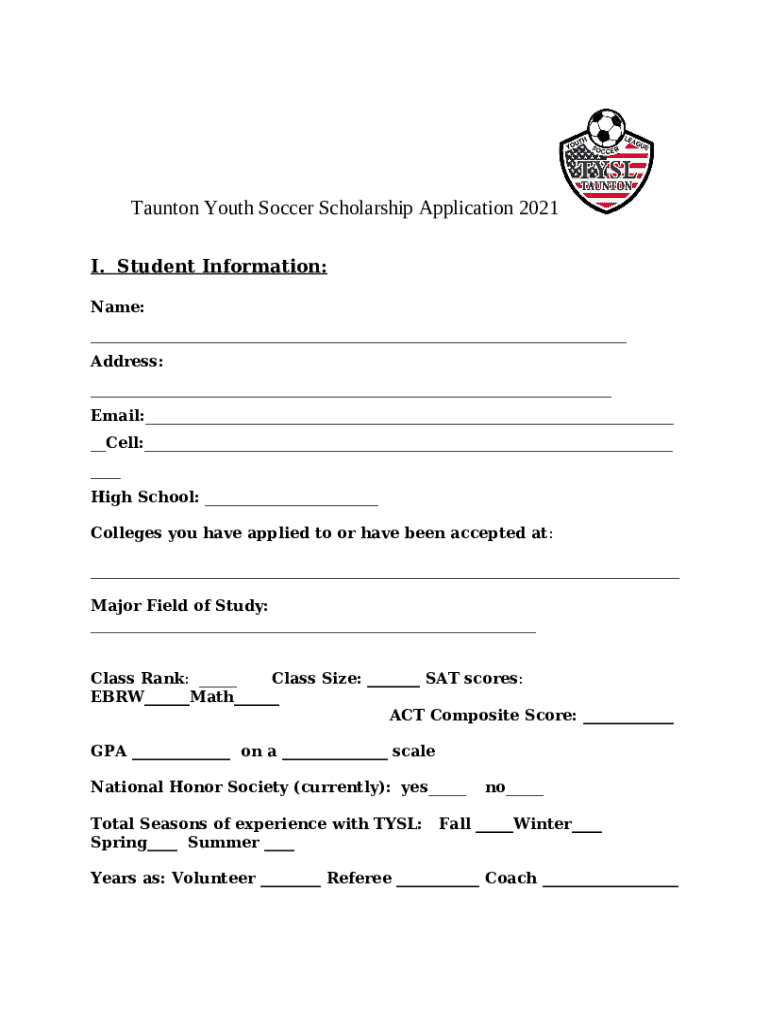Taunton Youth Soccer League Fall Registration Doc Template pdfFiller