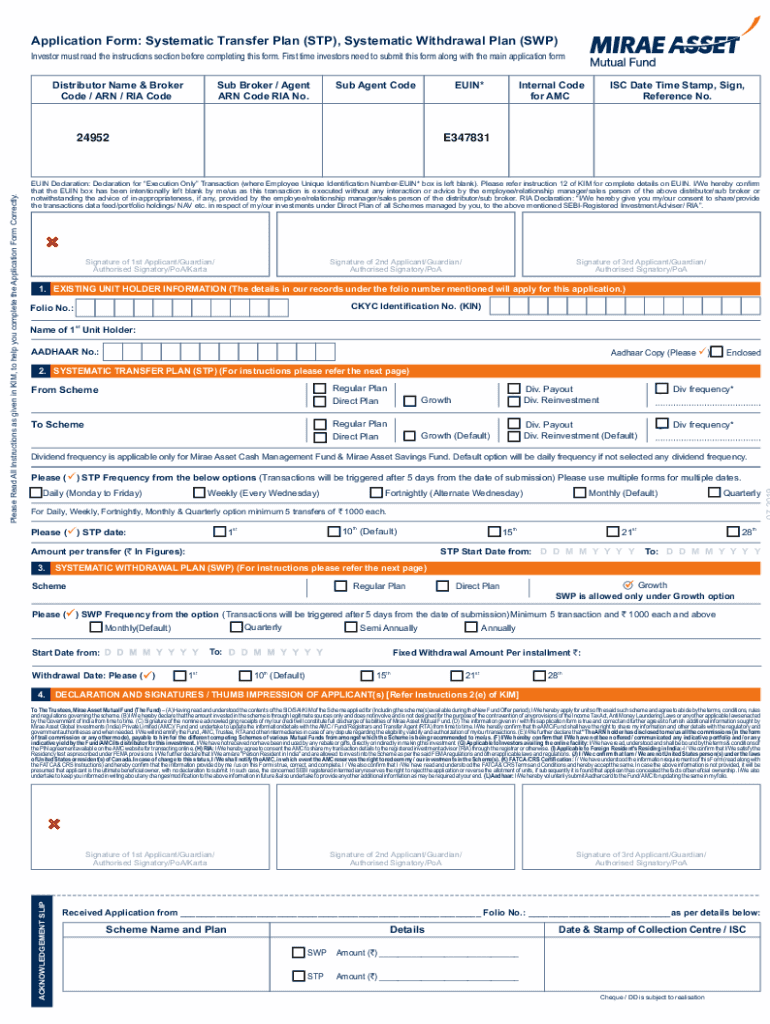 Fillable Online Mirae mf swp form Fax Email Print pdfFiller Fillable Online Mirae mf swp form Fax Email Print pdfFiller