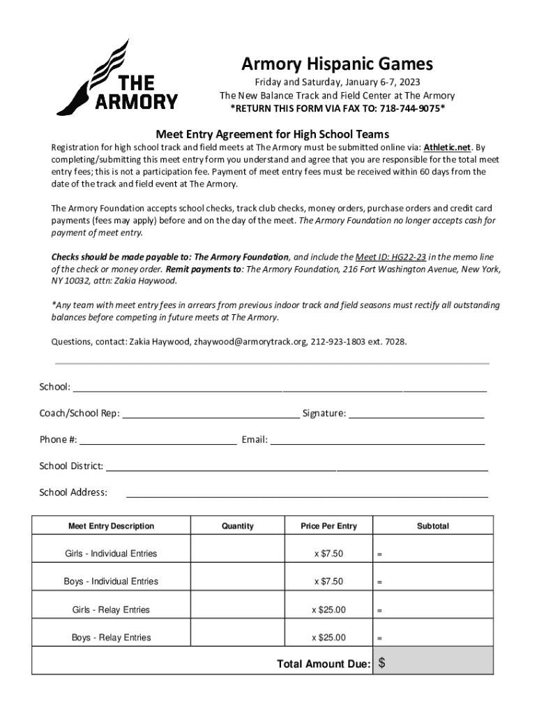 Fillable Online The Armory Hispanic Games Live Results Fax Email