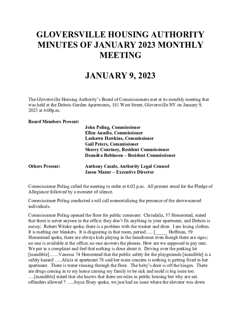 Fillable Online was held at the Dubois Garden Apartments, 181 West