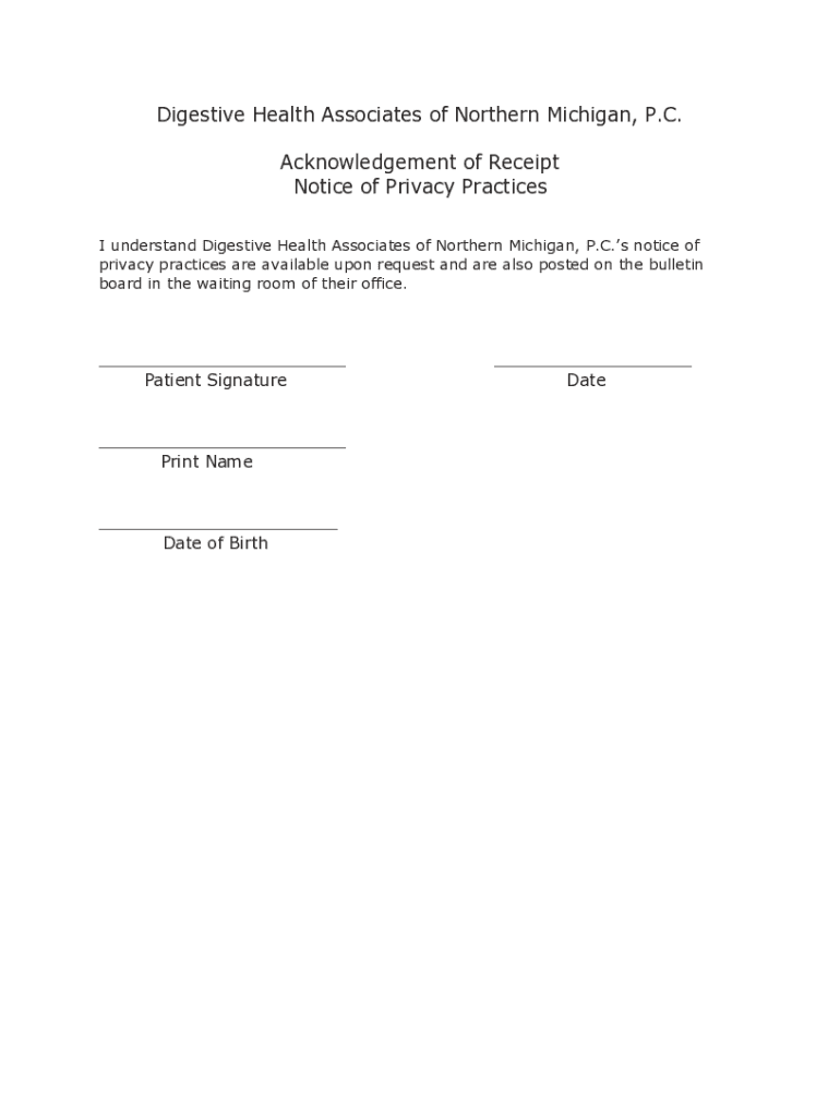 Fillable Online Digestive Health Associates Of Northern Michigan, P.C. Fax Email Print pdfFiller