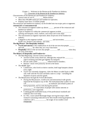 Culinary Arts 1- Chapter 1- Welcome to the Restaurant and ...