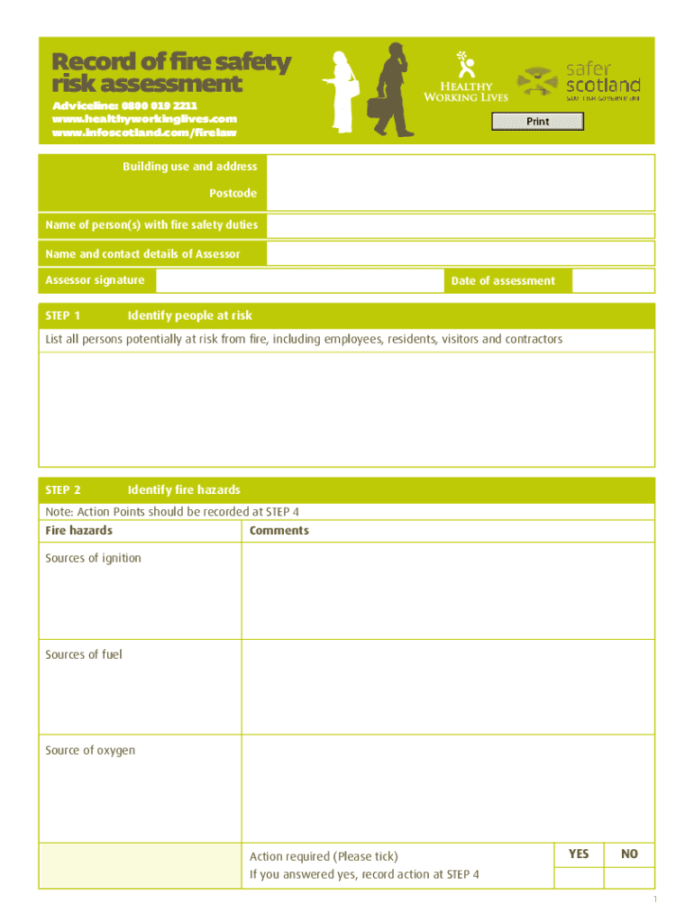 Record of Fire Safety Risk Assessment Preview on Page 1