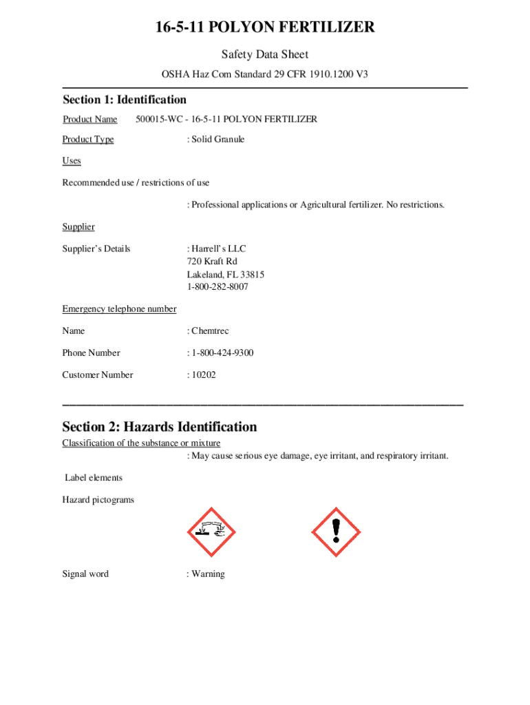 Fillable Online Safety data sheets for custom blend fertilizers Fax
