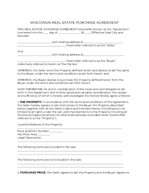 Wisconsin Real Estate Purchase Agreement &amp; Sale ...