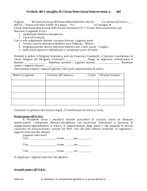 Verbale del Consiglio di Classe/Interclasse/Intersezione n. ...