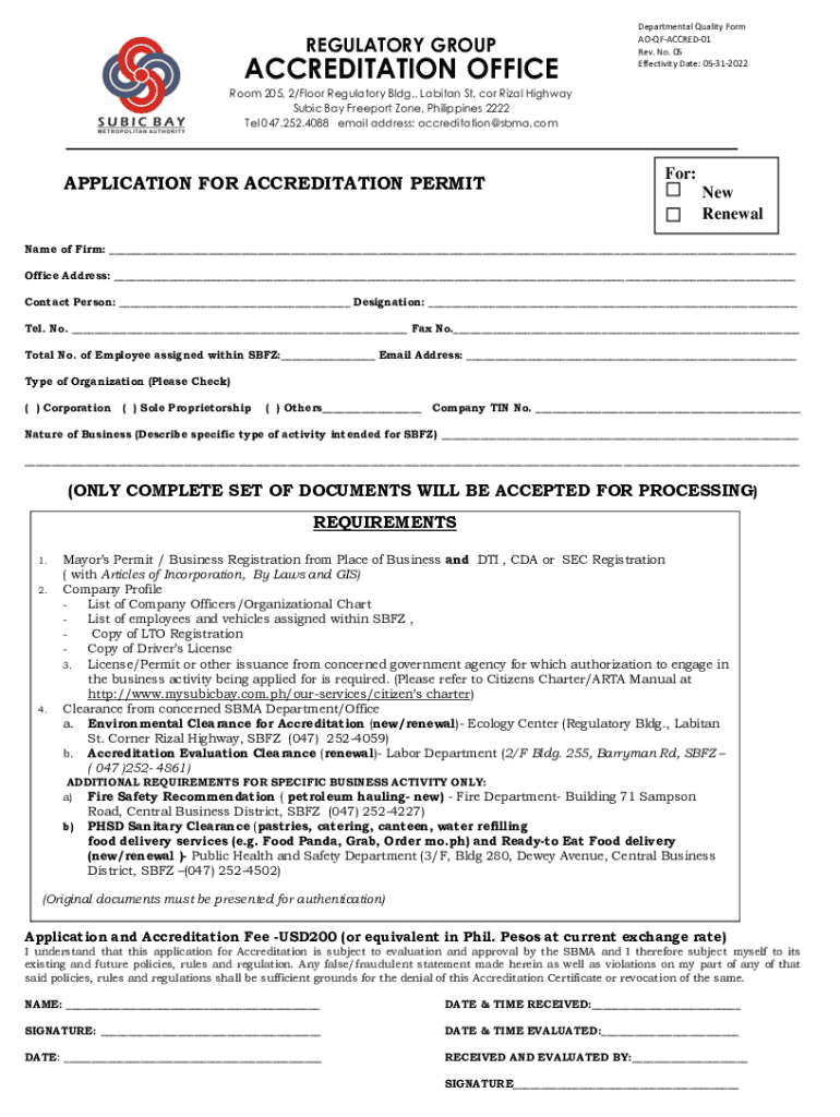 subic accreditation permit Preview on Page 1