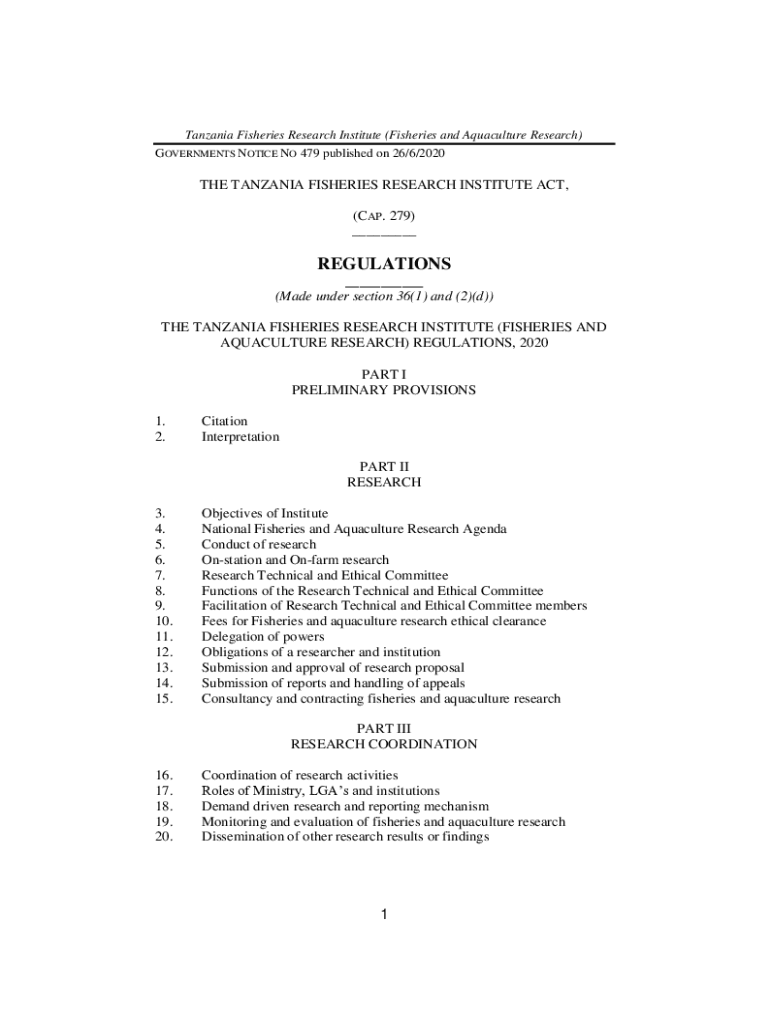 Fillable Online Tanzania Fisheries Research Institute Act Fax Email Print pdfFiller