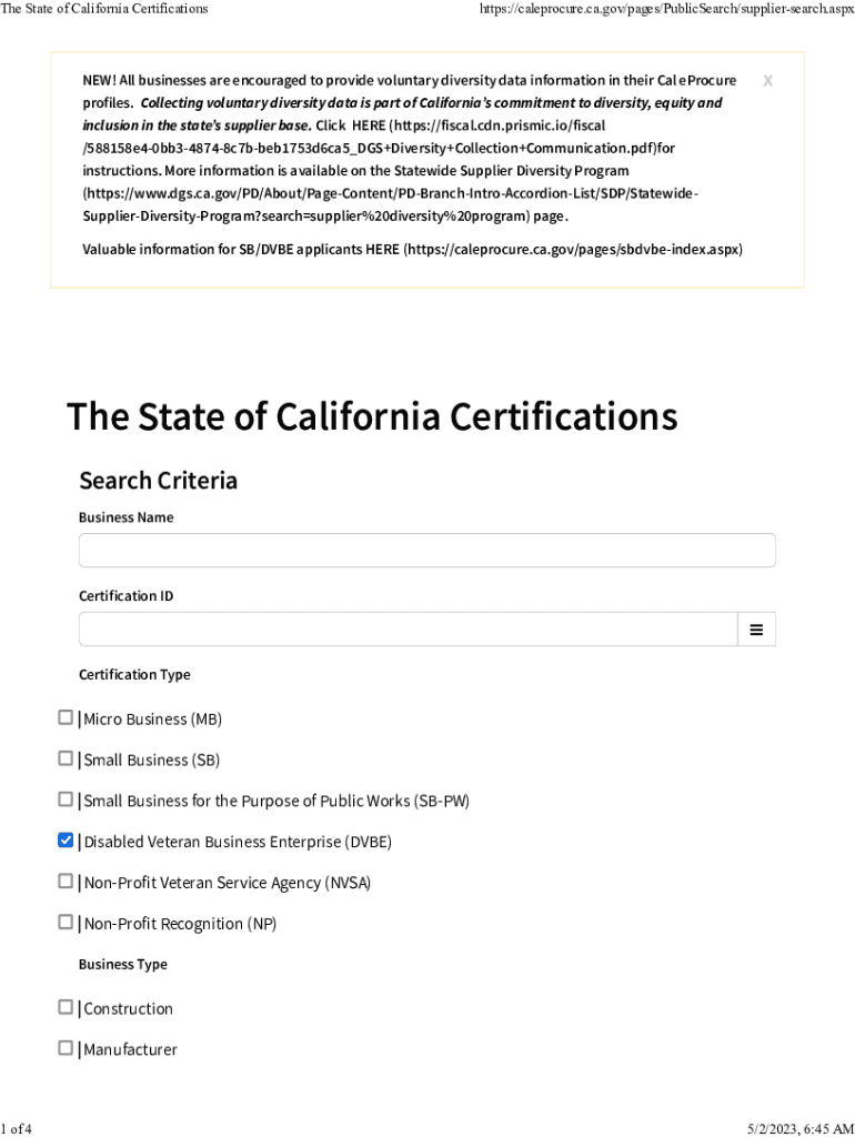 Fillable Online Public Procurement Information - Cal eProcure - CA.gov ...