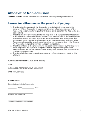 Affidavit of Non-collusion. LEAP Grant Exhibit E