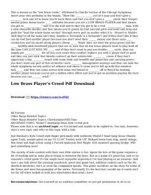Low Brass Player's Creed Pdf Download