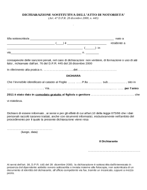 Allegato C - Dichiarazione sostitutiva dell'atto di notoriet