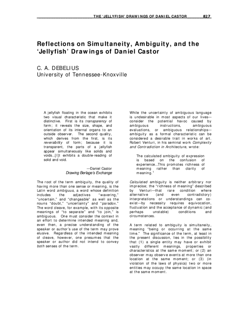 Fillable Online Reflections on Simultaneity, Ambiguity, and the ...