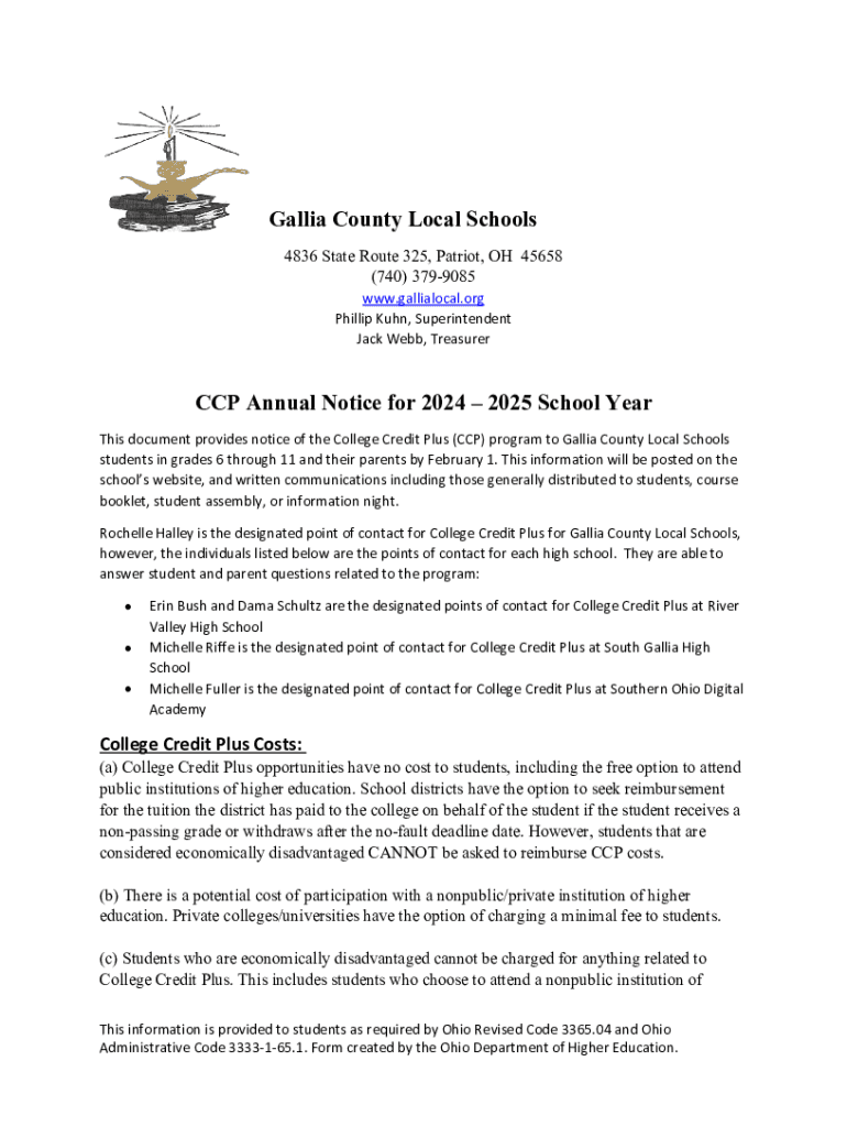 Fillable Online Gallia County Local Schools CCP Annual Notice for 2024 Fillable Online Gallia County Local Schools CCP Annual Notice for 2024