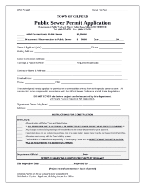 Public Sewer Permit Application