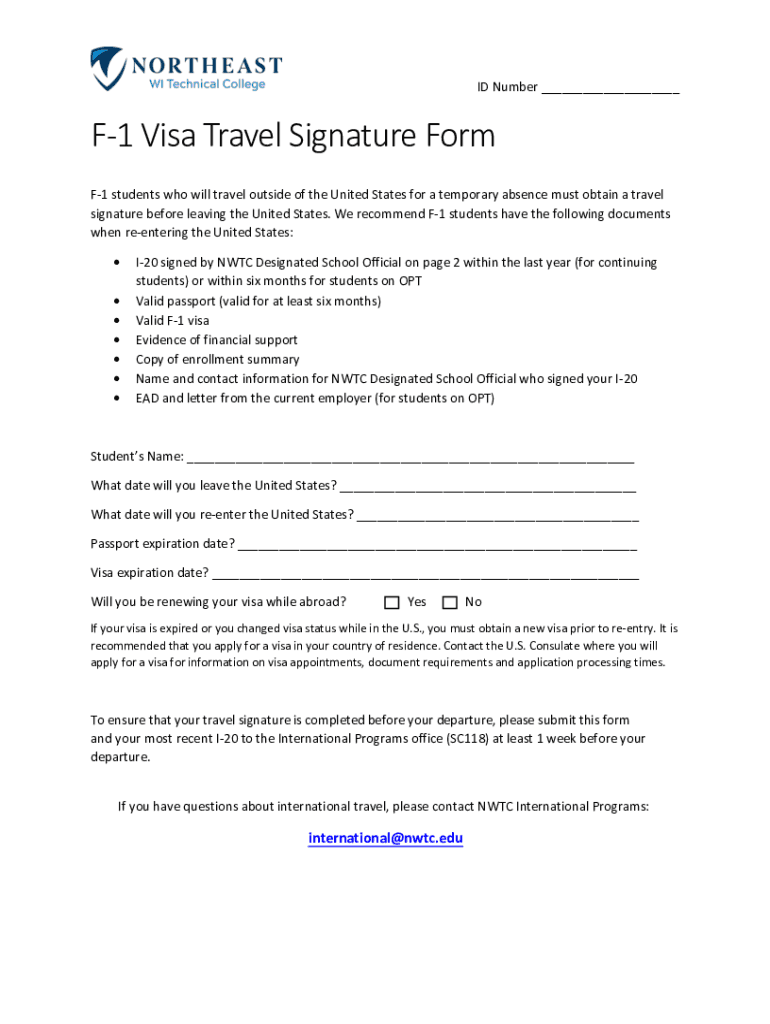 Fillable Online F1 students who will travel outside of the United