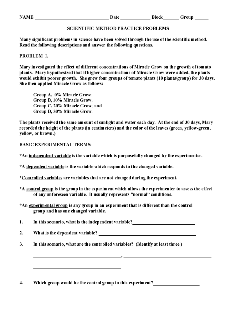 Fillable Online Experimental design practice worksheet answer key Fillable Online Experimental design practice worksheet answer key
