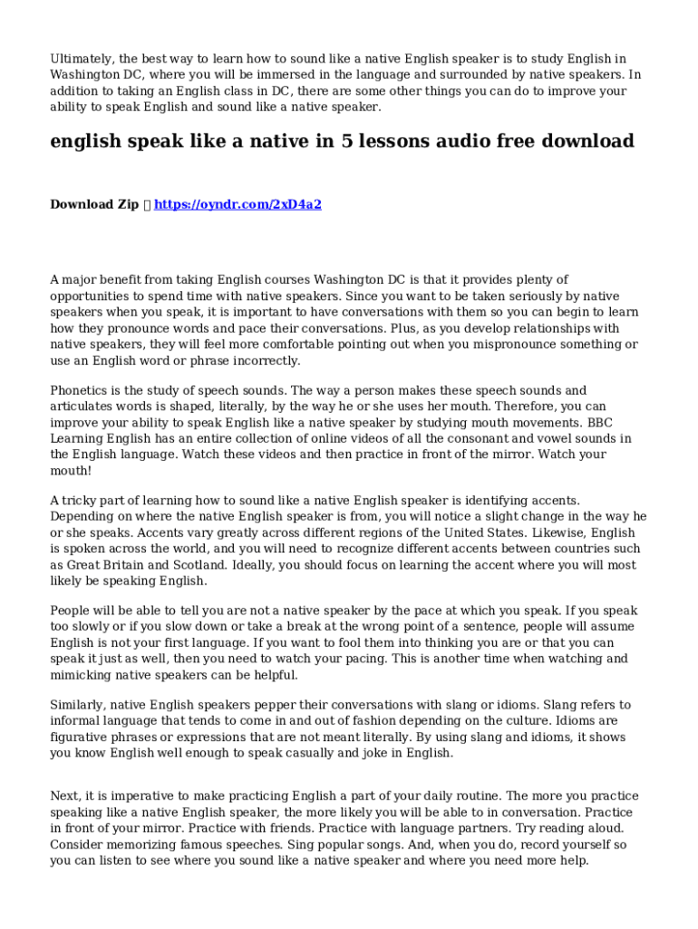 Fillable Online How to Sound Like a Native English Speaker 11 Tips