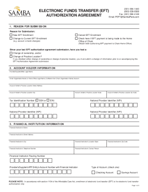 electronic funds transfer (eft) authorization agreement - SAMBA