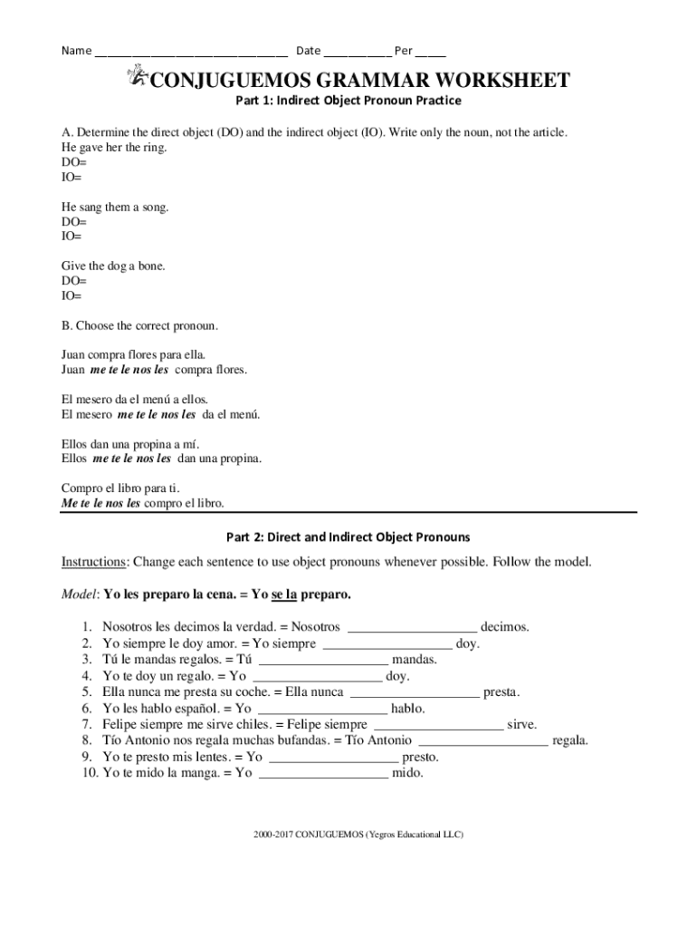 Completable En línea CONJUGUEMOS GRAMMAR WORKSHEET Fax Email Imprimir