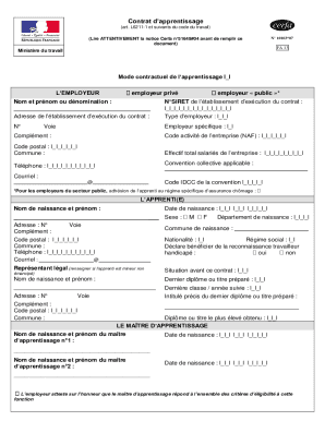 tablir un contrat d'apprentissage (Formulaire 10103*10)