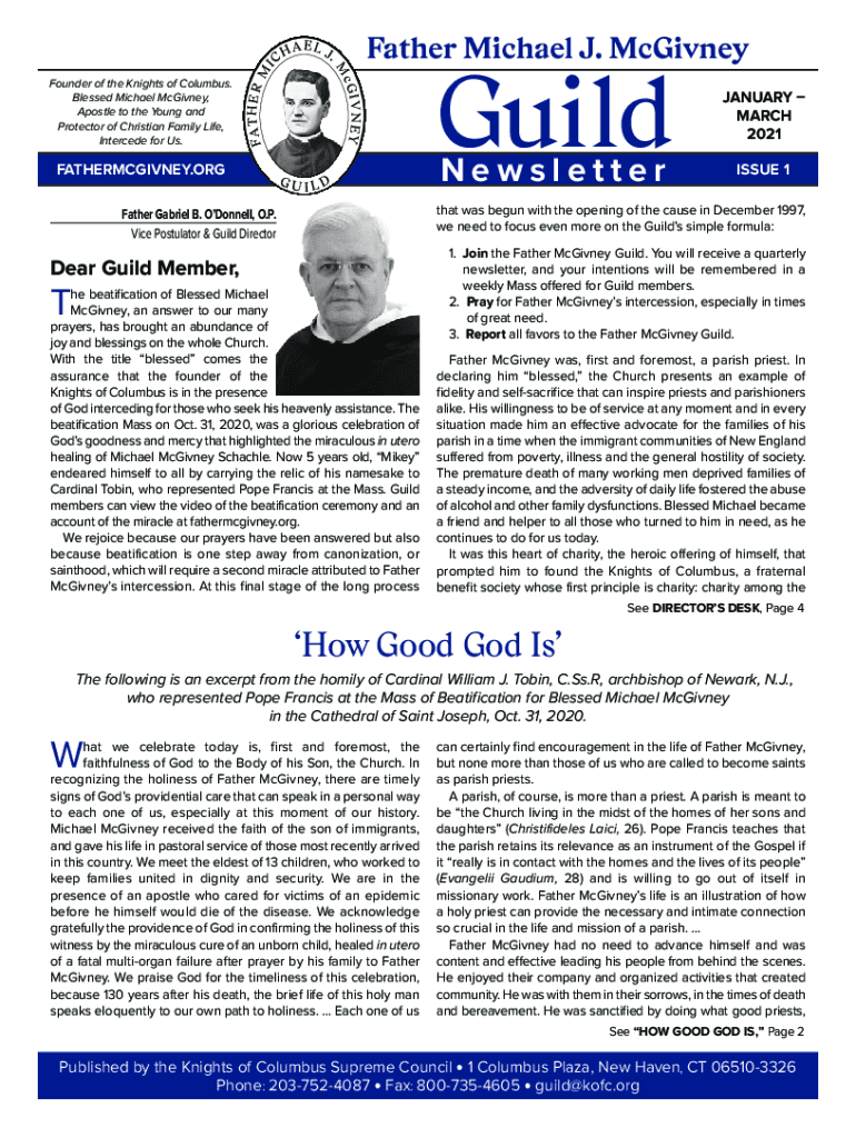 Fillable Online Prayer for the Canonization of Blessed Michael McGivney