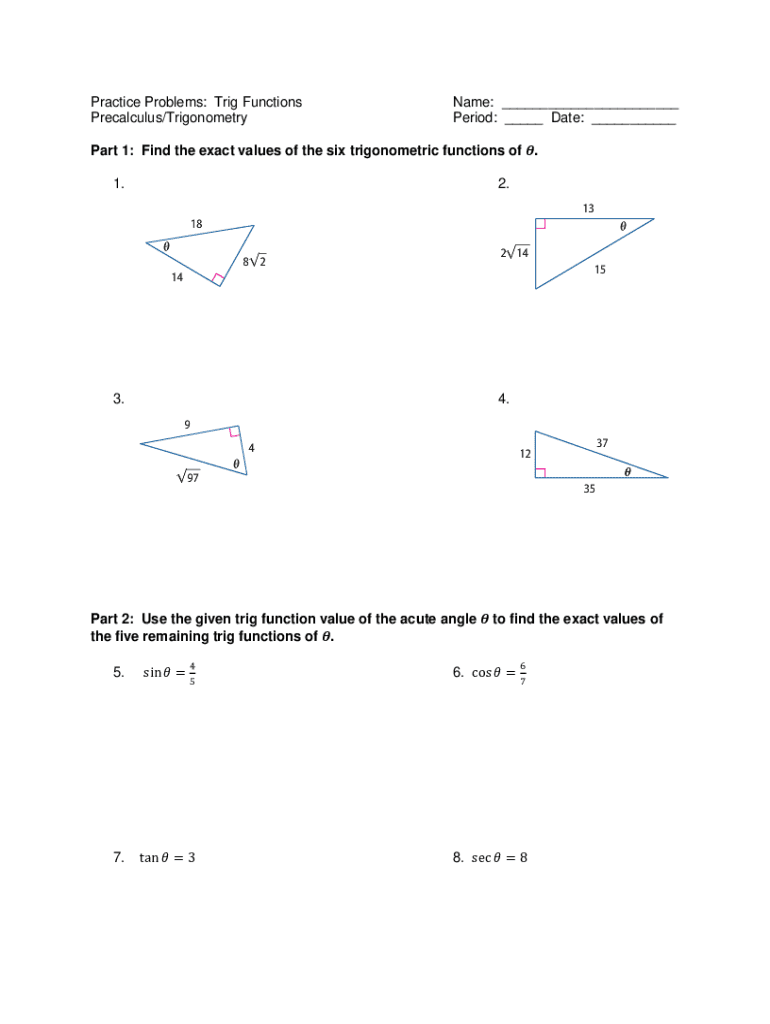 Finding Exact Values Of Trig Functions